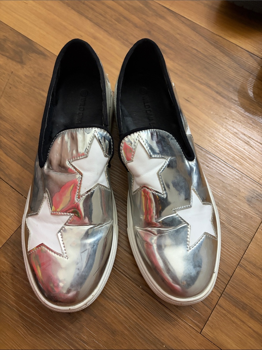 Wild Diva Silver Metallic Star Espadrilles - Women